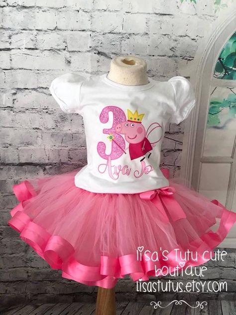 Peppa Pig Birthday Shirt, Peppa Pig Birthday Outfit, Peppa Pig Shirt, Peppa Pig Dress, Peppa Pig Decorations, Birthday Outfit Pink, Peppa Party, Pig Birthday Cakes, Tutu Pink