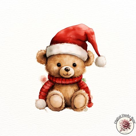 Watercolor Christmas Teddy Bear Clipart: Adorable Bear in Winter Clothes, Santa-Inspired Design for Holiday Crafts https://digitalduskyrose.etsy.com/listing/1803655021 Get ready for the holiday season with our Watercolor Christmas Teddy Bear Clipart! Featuring a cute teddy bear dressed in cozy winter clothes and a Santa-inspired outfit, this high-resolution clipart is perfect for adding charm to your Christmas cards, holiday invitations, scrapbooking, and other seasonal crafts. This whimsic... Christmas Teddy Bear Drawing, Cozy Winter Clothes, Dragon Light, Teddy Bear Clipart, Bear Clipart, Christmas Teddy Bear, Album Art Design, Cute Teddy Bear, Cozy Winter Outfits