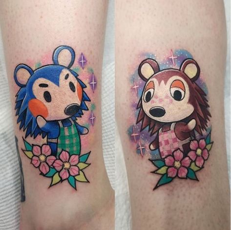 Animal Crossing Tattoos, Animal Crossing Tattoo, Rosie Animal Crossing, Hannah Tattoo, Money Bag Tattoo, Gap Filler Tattoo, Small Colorful Tattoos, Peach Tattoo, Love Heart Tattoo