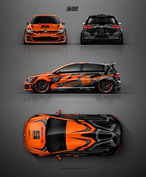 💥 VW Golf Mk7 GTI Clubsport - Orange & Grey graphics design project. Car owne Car Wrapping Design, Golf 7 Gti, Mk7 Gti, Volkswagen Amarok, Volkswagen Touran, Car Sticker Design, Volkswagen Scirocco, Car Wrapping, Car Owner