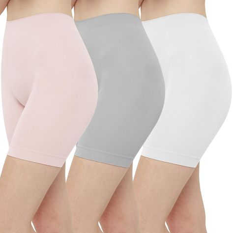 PRICES MAY VARY. NO THIGH CHAFING SLIP SHORTS - These slip shorts are perfect for preventing thigh chafing under dresses and skirts. You can also wear them as REGULAR SHORTS with T-Shirts. These undershorts are also a perfect choice for lounging around at home if you're working remote HIGH WAISTED DESIGN - Our slip shorts feature a high waisted design, providing coverage and support. They are perfect for yoga, workouts, or simply lounging around at home COLORS TO SUIT YOUR NEEDS - This set includes black, white, and nude slip shorts. The color combination is perfect for matching with different colored fabric dresses and skirts MID-THIGH SMOOTH SHORTS: The inseam length is 17cm/6.7''. These are made of two pieces joined together: the body and the crotch TAGLESS: Hip size(in): S=33-35|M=36-3 Shorts For Under Skirts, Under Dress Shorts, Shorts For Under Dresses, Thigh Chafing, Legging Court, Anti Chafing Shorts, Womens Short Dress, Slip Shorts, Home Colors