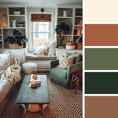 Warm Living Room Colors, Terracotta Living Room, Sage Living Room, Burnt Orange Living Room, Earth Tone Living Room, Earthy Living Room, Cream Living Rooms, Color Palette Living Room, Living Room Warm