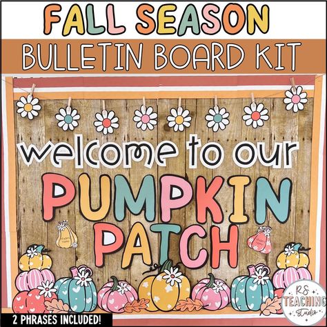 Looking for fall bulletin board ideas? This pumpkin patch board makes the perfect October bulletin board! This trendy cute pastel fall pumpkins and leaves are sure to bring some colorful fall vibes to your classroom! There are bulletin board letters, banner pieces, and editable name tags. Everything you need to set up your fall bulletin board or door. Included in this download: * 2 sayings (BOTH come in B&W outline option): "Hey there Pumpkin" "Welcome to our Pumpkin Patch" * Variety of Banners (3 shape options) & Boarders * Board Decor  * Editable pieces for student names (must have Microsoft PowerPoint to edit) **This is a DIGITAL download. Once you complete your purchase you'll be able to download the zip file including all of the decor files. Nothing physical will be mailed to you. Thi Thanksgiving Class Decorations, Pumpkin Bulletin Board, October Bulletin Board, Lunch Board, Fall Classroom Door, October Bulletin Boards, Classroom Door Decor, Pastel Fall, Fall Bulletin Board