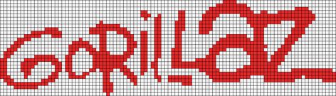 Gorillaz Alpha Pattern, Deftones Pixel Art, Slayer Band, Graph Crochet, Pixel Art Templates, Diy Perler Bead Crafts, Pixel Crochet, Kandi Patterns, Pixel Art Grid