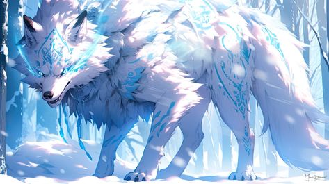 Mythical Wolf, Pet Anime, Snow Wolf, Snow Animals, Mythical Dragons, Mythical Animal, Fantasy Props, Wolf Pictures, Fantasy Beasts