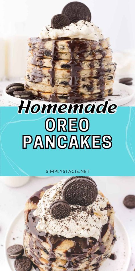 Oreo Pancakes Recipe, Decadent Breakfast, Oreo Pancakes, Kids Breakfast, Breakfast Sweets, Oreo Recipes, Oreo Cake, Sweet Snacks Recipes, Delicious Snacks Recipes