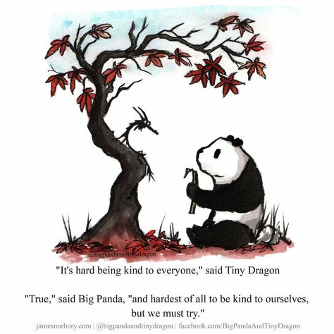 Big Panda And Tiny Dragon, Inspirational Animal Quotes, Dragon Quotes, Big Panda, Tiny Dragon, Be Kind To Everyone, Little Dragon, Dragon Print, Good Thoughts Quotes