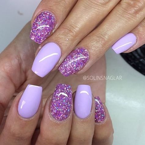 Lila Nails, Digital Lavender, Purple Glitter Nails, Purple Nail Art, Purple Acrylic Nails, Sassy Nails, Fantasy Nails, Purple Nail Designs, Valentine Nails