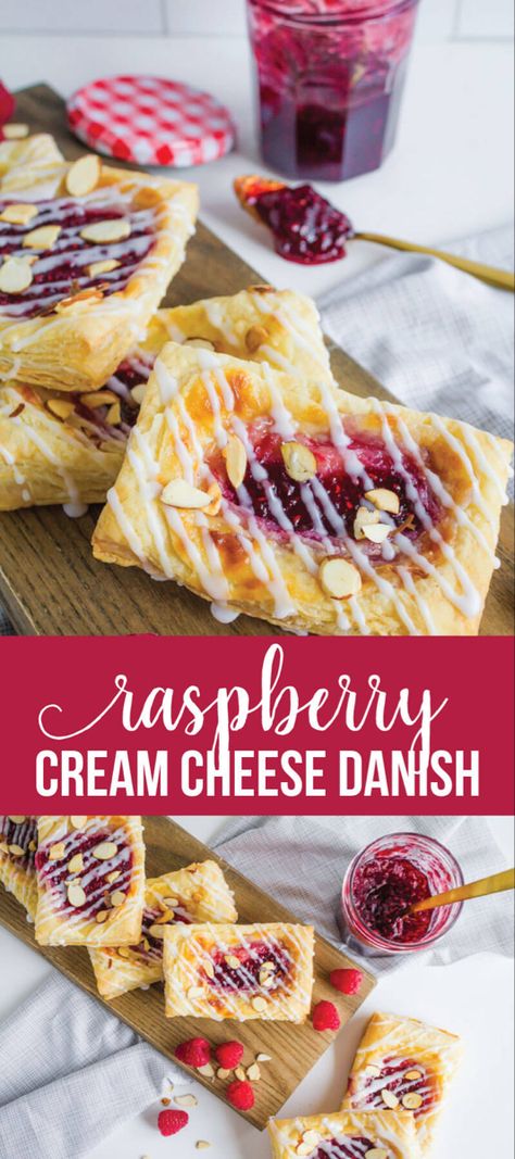 Breakfast Ideas For Teens, Raspberry Cream Cheese Danish, Almond Cream Cheese, Raspberry Cream Cheese, Cream Cheese Danish, Raspberry Cream, Cheese Danish, Raspberry Almond, Almond Cream