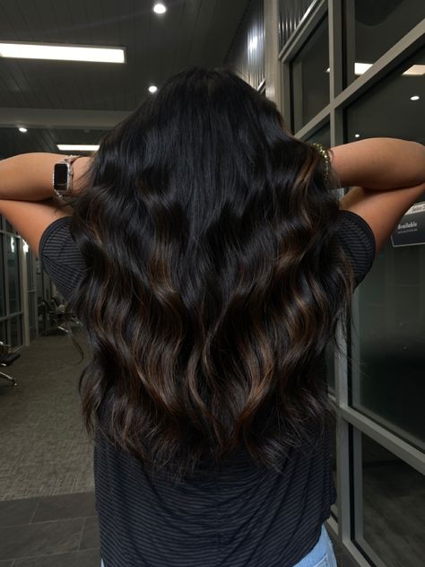 Dark Deep Brown Hair, Neutral Brown Balayage On Dark Hair, Dark Chocolate Balayage, Dark Brunette Balayage, Black Hair Balayage, Dark Brunette Hair, Brown Hair Inspo, Brunette Balayage, Brunette Hair With Highlights