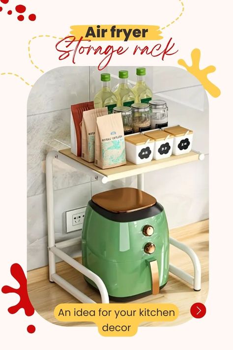 Air Fryer Storage Rack, Kitchen Multifunctional Countertop Oven Holder, Household Rice Cooker Storage Rack, Home Organization And Storage Essential Air Fryer Storage, Kitchen Multifunctional, Storage Minimalist, Room Organisation, Countertop Oven, Space Saving Kitchen, Storage Bathroom, Rack Kitchen, Organization And Storage