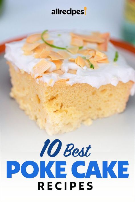 Looking for the best dessert recipes? Try baking the best poke cakes. From lemon poke cake to coconut poke cake to banana pudding poke cake, these quick and easy poke cakes are delicious dessert ideas. Ww Poke Cake Recipes, Poke And Pour Pudding Cake, Poke Cakes With Jello, Pins Colada Poke Cake, Yellow Cake Poke Cake, Spring Poke Cake, Lemon Lime Magic Cake, Banana Pudding Poke Cake Easy, Pudding Cakes Poke