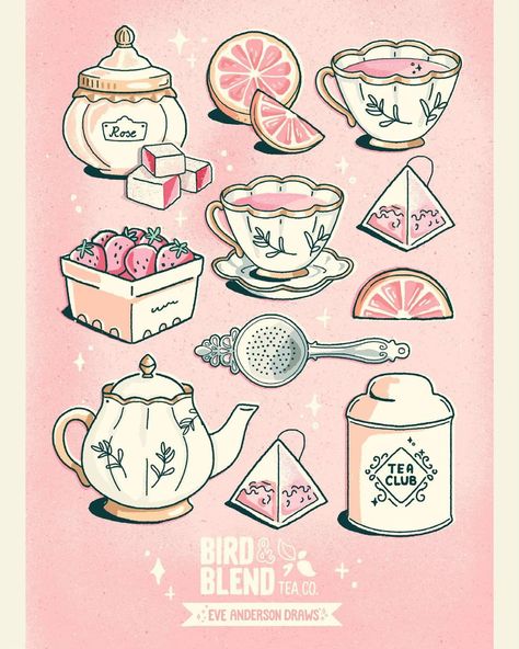 Each month we have a new artist for our Tea Tasting Club! 🥰 This month it is Eve Anderson. 🩷 Eve Anderson is a digital illustrator inspired by all things retro, vintage and pink. 🎀 Eve’s artwork features everyday objects infused with fun stylised details, textures and colours. 😍 Her illustrations can be found across a range of products including book covers, fabrics and stationery. 🌺 To explore more artwork follow @eveandersondraws on instagram or visit www.eveandersondraws.com 👀 Tea Illustration, Kitchen Artwork, Object Drawing, Tea Tasting, Little Doodles, Wallpaper Stickers, Black Stickers, Craft Stickers, Cute Art Styles