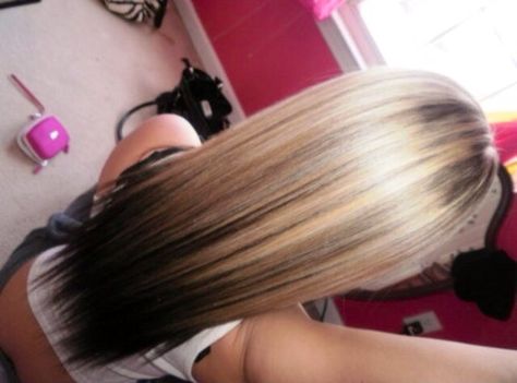 Blonde with Black Tips Long Blonde, Long Blonde Hair, Brown Hair, Blonde Hair, A Woman, Blonde, Mirror, Hair, Black