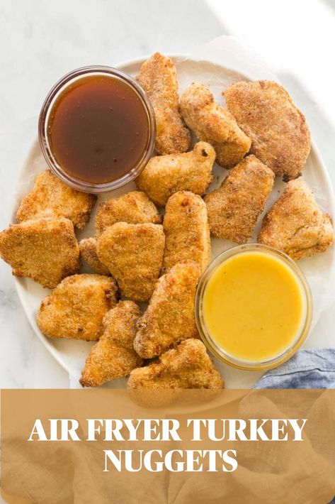 A healthy alternative to a classic, @ashleyfehr's Air Fryer Turkey Nuggets are crispy, crunchy and oil free! #ThinkTurkey Homemade Turkey Nuggets, Turkey Nuggets Air Fryer, Ground Turkey Nuggets, Turkey Nuggets, Best Air Fryer Recipes, Air Fryer Turkey, Healthy Ground Turkey, The Best Air Fryer, Best Air Fryer