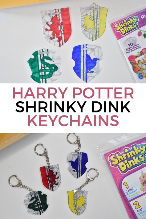 How To Make Shrinky Dink Key Chains, Harry Potter Bookmark Svg, Shrinks Dink Handprint Keychain, Father’s Day Shrinky Dink, Shrink A Dink Keychain, Harry Potter Keychain, Shrinky Dink Art, Harry Potter Houses Crests, Harry Potter Jewelry