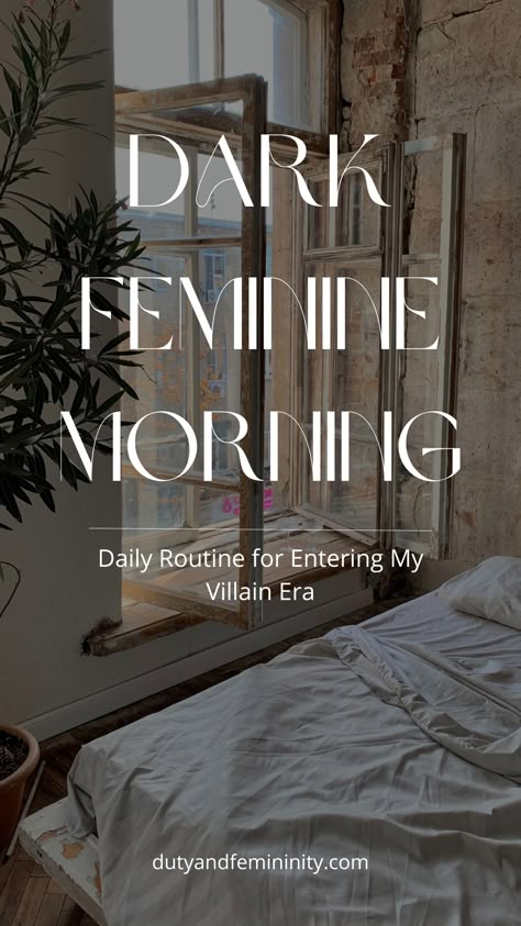 Amazing breakdown of what makes up a daily routine for a woman just now discovering her self confidence and stepping into her villain era. Entering My Villain Era, Dark Feminine Style, My Villain Era, Prioritizing Yourself, Daily Routine Planner, Villain Era, Dark Feminine Energy, Nature Goddess, Rules Of Engagement