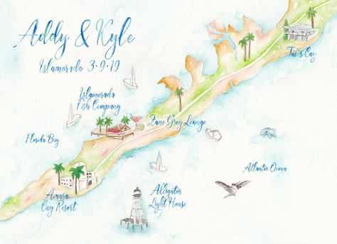 Wedding Maps, Watercolor Wedding Map, Mackinac Island Wedding, Islamorada Wedding, Custom Wedding Map, Annapolis Wedding, Map Watercolor, Cape Cod Wedding, Long Island Wedding