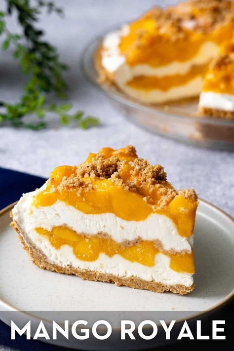 No-Bake Mango Cream Pie - Filipino Mango Royale Cake Desserts Easy, Filipino Mango, Mango And Sticky Rice, Mango Float, Mango Desserts, Mango Pie, Mango Dessert Recipes, Filipino Dessert, Mango Pudding