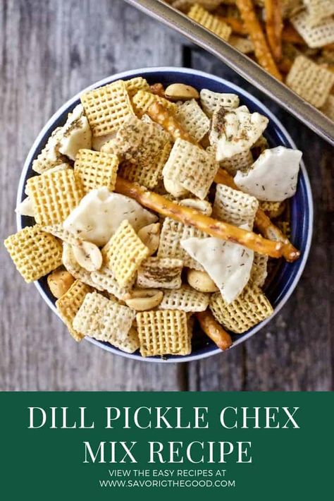 This homemade dill pickle Chex mix recipe is fantastic! A twist on the classic Chex mix recipe, try my easy dill flavored snack mix at your next holiday party, football tailgate or anytime you need a salty snack. #chex #chexmix #snackmix #savorysnack #pickles Chex Mix Recipes Sweet, Chex Snack Mix, Sweet Chex Mix, Sweet Chex, Chex Mix Recipe, Weeknight Recipes, Chex Mix Recipes, Muddy Buddies, Football Tailgate