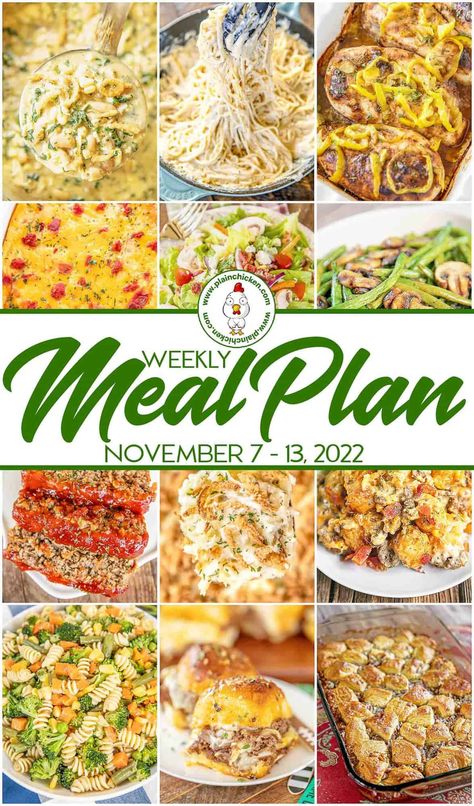 Weekly Meal Plan - what to make for dinner every night this week. A quick, easy, and delicious recipe for every single night of the week. Main dishes, sides, and dessert. Something for everyone! #mealplan #mealprep #dinner Mini Breakfast Casserole, Plain Chicken Recipe, Spinach Pasta Bake, Slow Cooker Bacon, Slow Cooker Breakfast Casserole, What To Make For Dinner, Bacon Cheeseburger Soup, Meal Planning Menus, Easy Main Dishes