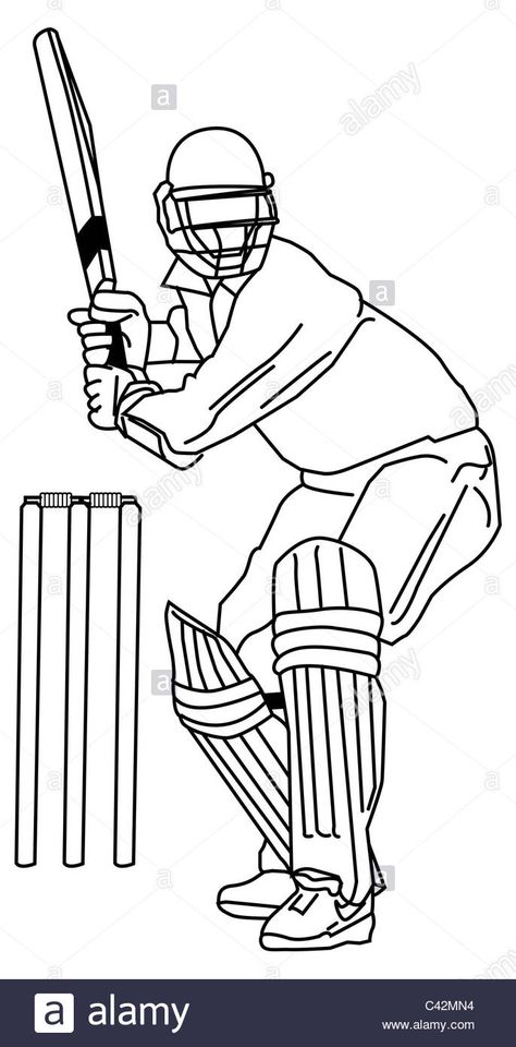 Batsman - Line illustration for Cricket BatsmanStock Photo Cricket Helmet Drawing, Cricket Tattoo Design Sport, Cricket Line Art, Cricket Drawing Sport, Cricket Doodle Art, Cricket Drawing Easy, Cricketer Drawing, Cricket Drawing, Cricket Illustration