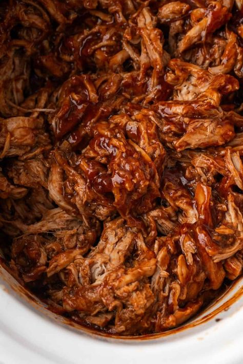 Easy Slow Cooker Pulled Pork is 3 ingredients and uses pork tenderloin for a lighter version. It's juicy, flavorful and great for sandwiches or sliders! Pulled Pork Tenderloin Slow Cooker, Pulled Pork Tenderloin, Easy Pulled Pork Slow Cooker, Easy Pork Tenderloin Recipes, Bbq Pulled Pork Slow Cooker, Easy Pork Tenderloin, Barbeque Pork, Crockpot Pork Roast, Pork Tenderloin Sandwich