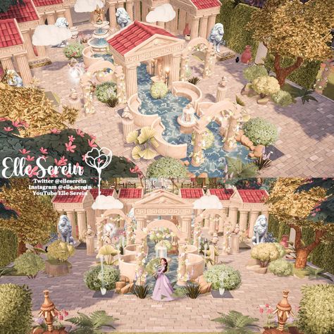 Ddlv Meadow Ideas, Ddv Meadow Ideas, Greek Courtyard, Dreamlight Valley Design Ideas, Disney Dreamlight Valley Ideas, Dreamland Ideas, Disney House Ideas, Disney Island, Deco Disney