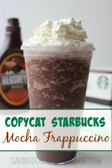 Copycat Starbucks Mocha Frappuccino is SO easy and inexpensive to make yourself at home any time you want one! Copycat Starbucks Mocha, Starbucks Mocha Frappuccino Recipe, Homemade Mocha, Starbucks Mocha, Frosted Coffee, Coffee Frappuccino, Frappe Recipe, Mocha Frappuccino, Mocha Frappe