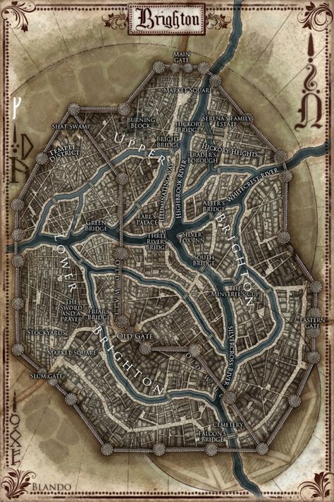 Dnd City, Brighton Map, Pathfinder Maps, Fantasy Cities, Fantasy City Map, Dnd World Map, Fantasy World Map, Tabletop Rpg Maps, Rpg Map