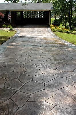 Flagstone, Natural  Concrete Driveways  Decorative Concrete Institute  Temple, GA Stamped Cement Walkway, Stamped Driveway, Decorative Concrete Driveways, Concrete Stamping, Cement Driveway, Stamped Concrete Walkway, Stamped Concrete Driveway, Driveway Ideas, Concrete Patio Designs