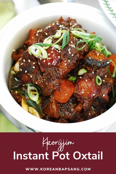 Instant Pot Oxtail (Kkorijjim). Korean Oxtail, Instant Pot Korean, Braised Oxtail, Asian Noodle Dishes, Wok Recipes, Asian Side Dishes, Mongolian Beef Recipes, Oxtail Recipes, Asian Kitchen