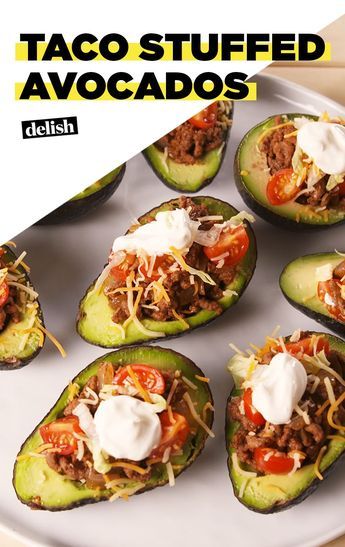 There's No Need For Tortillas With Taco Stuffed AvocadosDelish Avocado Recipes Healthy, Stuffed Avocados, Avocado Dessert, Stuffed Avocado Healthy, Avocado Recipes, Healthy Nutrition, Keto Recipes Easy, Keto Diet Recipes, Tortillas