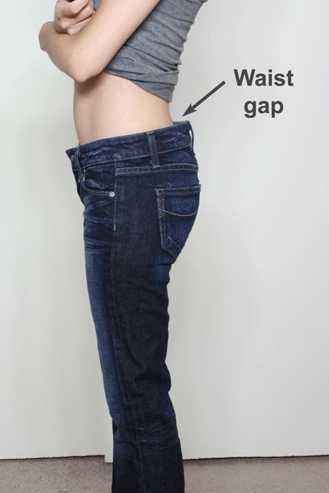 Jean alterations from the blog Alterations Needed. I always have a problem with a gap at the waist but so far I've resisted getting them taken in. Jean Alterations, Altering Jeans, Clothing Alterations, Original Hem, Sewing Jeans, Sewing Pants, Sewing Alterations, Buy Jeans, Altering Clothes