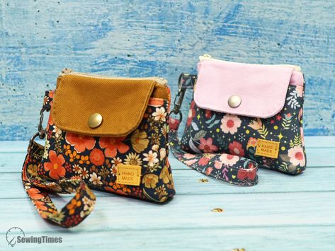 DIY Multi Pocket Bag - diy pouch and bag with sewingtimes Makeup Bag Tutorials, Cosmetic Bags Diy, Diy Pouch No Zipper, Bag From Old Jeans, Diy Coin Purse, Diy Pouch, Cloth Ideas, Multi Pocket Bag, Wallet Tutorial