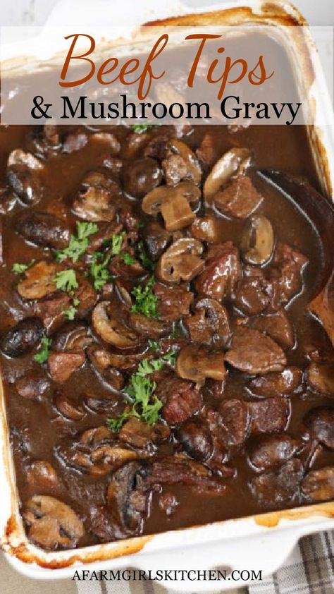 Beef Tips And Mushroom Gravy, Best Beef Tips, Beef Tips With Gravy, Beef Tips Gravy, Beef Tips Recipe, Beef Tips And Noodles, Beef Tip Recipes, Stew Beef, Over Mashed Potatoes