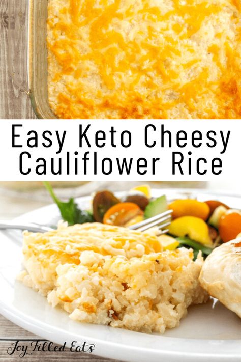 Cheesy Rice Casserole, Cheesy Cauliflower Rice, Keto Mashed Cauliflower, Cauliflower Rice Recipe, Cheesy Rice, Cauliflower Rice Recipes, Cheesy Cauliflower, Joy Filled Eats, Low Carb Sides