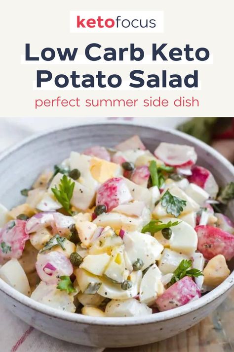 Keto Potato Salad, Diet Dishes, Keto Side Dish, Keto Sides, Keto Side, Hard Boiled Egg, Radish Recipes, Roasted Radishes, Keto Side Dishes