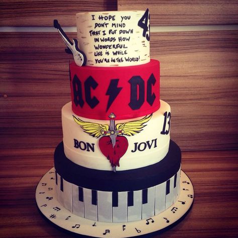 Elton John Cake Ideas, Bon Jovi Cake Ideas, Bon Jovi Birthday Cake, John Cake, 60th Birthday Cake For Men, Festa Rock Roll, 60th Cake, 40 Rocks, Guys Birthday