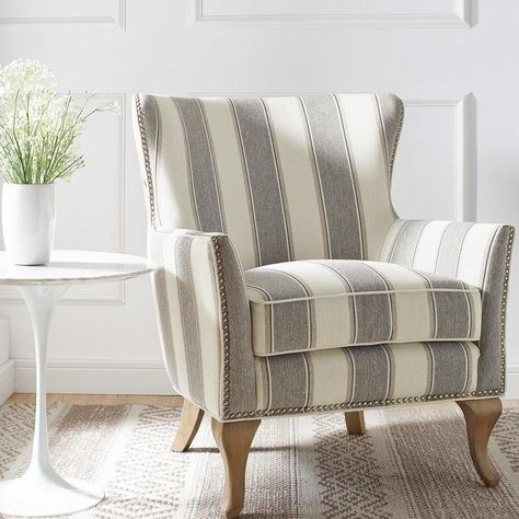 Striped Chair, Living Room Accents, Furniture Hacks, Arm Chairs Living Room, Accent Chairs For Living Room, Furniture Outlet Stores, House Inspo, Accent Chair, Living Room Chairs