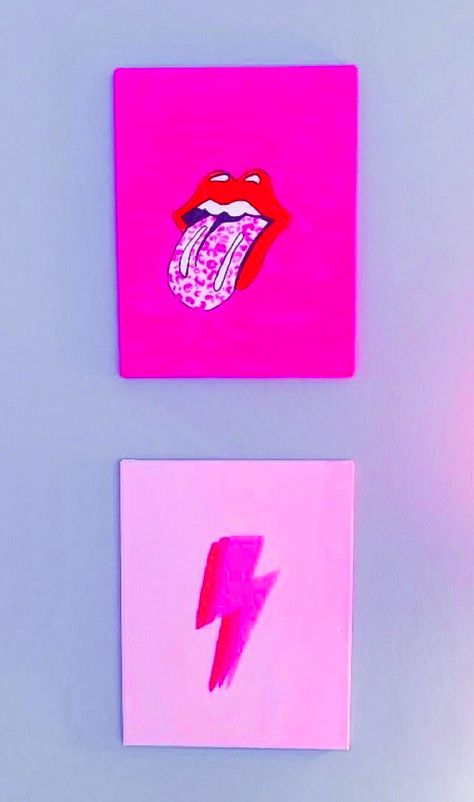 Hot Pink Painting Canvas, Hot Pink Painting Ideas, Neon Pink Painting, Hot Pink Painting, Pink Painting, Easy Canvas Painting, Pink Paint, Paint Ideas, Girls Bedroom