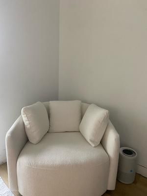 Customer reviews for Beautiful Drew Chair by Drew Barrymore, Cream Bouclé | Walmart.com Chair In Master Room, Comfy Chairs For Bedroom, Apartment Finds, Boucle Chair, Cream Chair, Room Wishlist, Apartment Living Room Design, Master Room, Grey Armchair