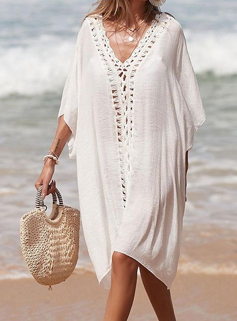 Plus Size Jumpsuit, Swimwear Cover Ups, Swimsuit Cover Ups, Swimwear Cover, Dress Cover, Swimwear Outfit, Cover Up Dress, Outfit Casual, Batwing Sleeve