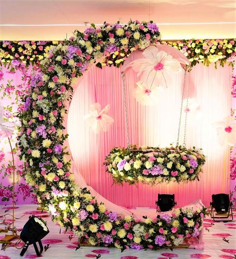 Cradle Ceremony Decoration Palna Decoration, Cradle Decoration Ideas, Name Ceremony Decoration, Cradle Ceremony Decorations, Cradle Ceremony Decoration, Name Ceremony, Decoration With Balloons, Cradle Decoration, Indian Baby Shower Decorations