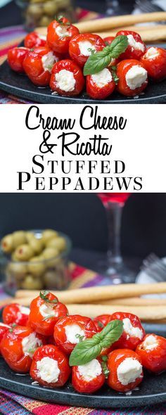 Cream Cheese & Ricotta Stuffed Peppadew Peppers - Erren's Kitchen Stuffed Peppadew, Salad Kabobs, Ricotta Cheese Cookies, Hosting Party, Peppadew Peppers, Dressing Salad, Oil Dressing, Diy Easy Recipes, Cheese Chips