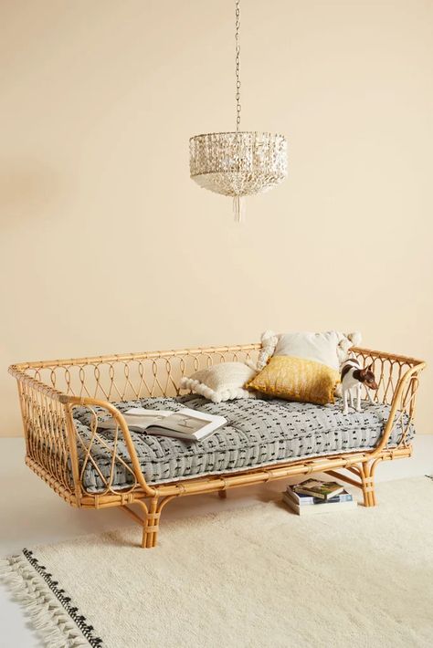 Best Rattan Indoor Furniture | POPSUGAR Home Boho Dog Bed, British Colonial Furniture, Ruang Tamu Outdoor, Rattan Daybed, Daybed Cushion, Daybed Mattress, Hanging Furniture, Colonial Furniture, Plywood Furniture