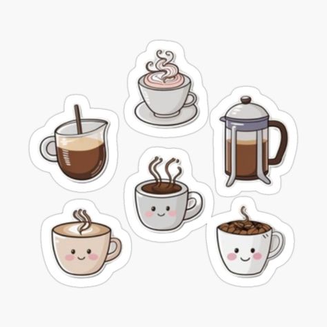 Get my art printed on awesome products. Support me at Redbubble #RBandME: https://www.redbubble.com/i/sticker/Coffee-themed-set-by-catcraftss/161118230.EJUG5?asc=u Redbubble Stickers, Stationary Cards, Personalized Notebook, Buy Coffee, Colouring Book, Sticker Design, Coloring Books, My Art, Awesome Products