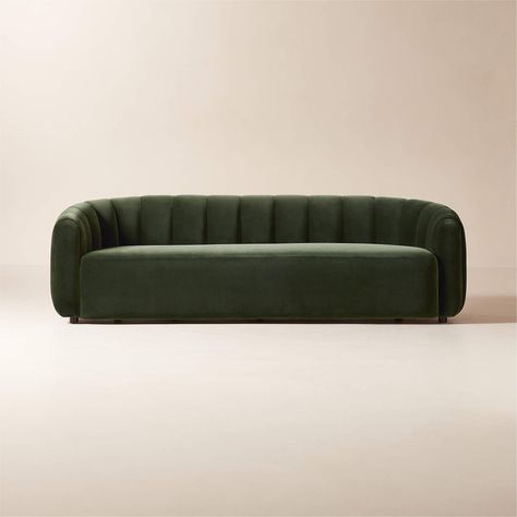 Fitz 98" Channeled Green Velvet Sofa | CB2 Green Velvet Loveseat, Teal Velvet Sofa, Contemporary Couches, Grey Velvet Sofa, Blue Velvet Sofa, Velvet Loveseat, Green Velvet Sofa, Green Sofa, Tufted Sofa