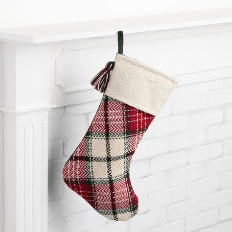 Red and Green Plaid Woven Christmas Stocking by World Market Plaid Stockings Christmas, Christmas Mantel Decor, Plaid Christmas Stockings, Plaid Stockings, Red Christmas Stockings, Vintage Christmas Stockings, Red And Green Christmas, Christmas Mantel, Christmas Mantel Decorations