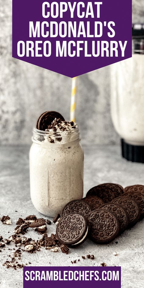 Make your own homemade copycat McDonald's OREO McFlurry at home! A delicious easy cookies and cream ice cream dessert! This is a great copycat ice cream dessert you can make in minutes! Oreo Mc Flurry Recipe, Diy Oreo Mcflurry, Oreo Mcflurry Recipe, Mcflurry Recipe, Oreo Mcflurry, Mcdonalds Mcflurry, Easy Delicious Cookies, Mcdonalds Recipes, Ice Cream Dessert Recipe